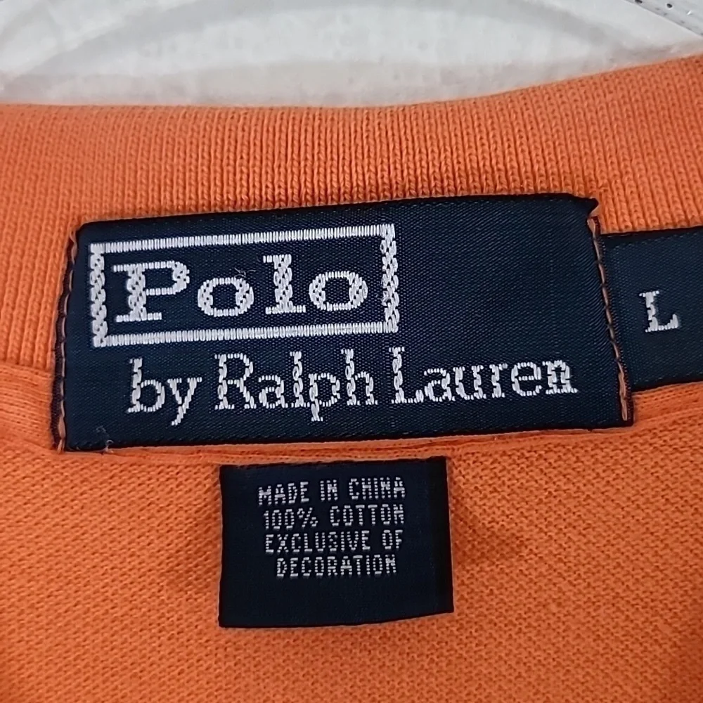POLO by RALPH LAUREN Men's Orange Short Sleeve Polo Shirt, size Large